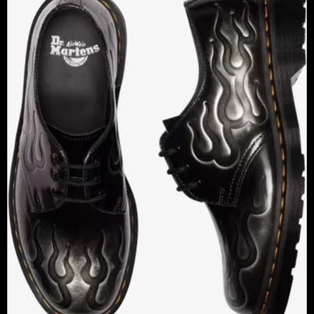 Dr. Martens Black Flame Design Derbys